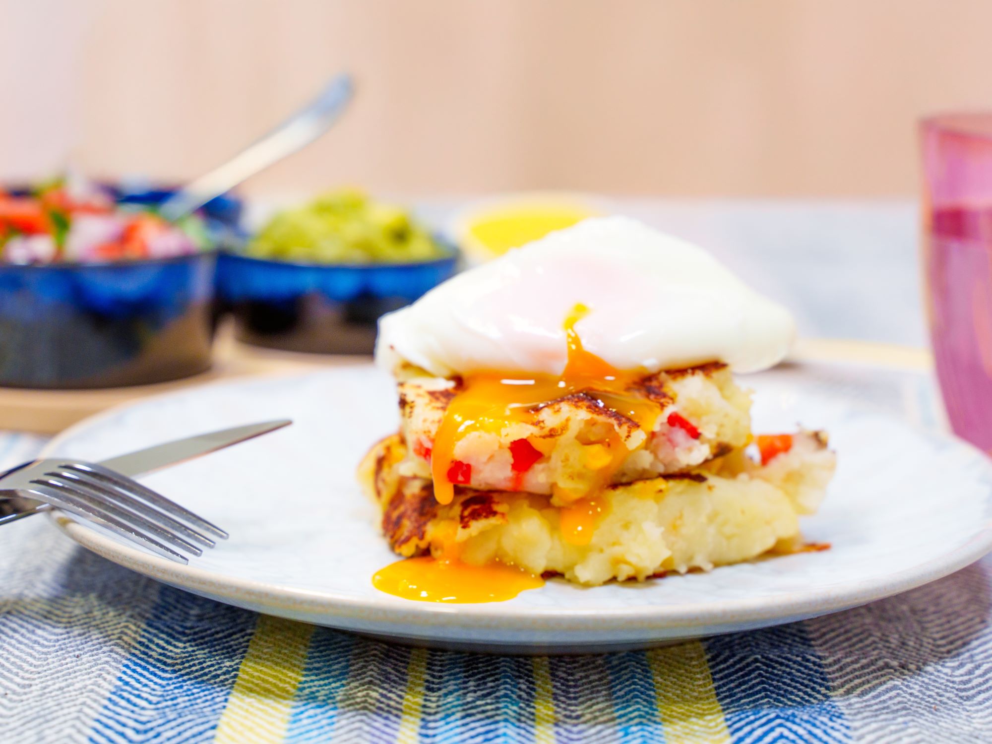 mexican-style fritters with poached egg & salsa - Nanna Tate