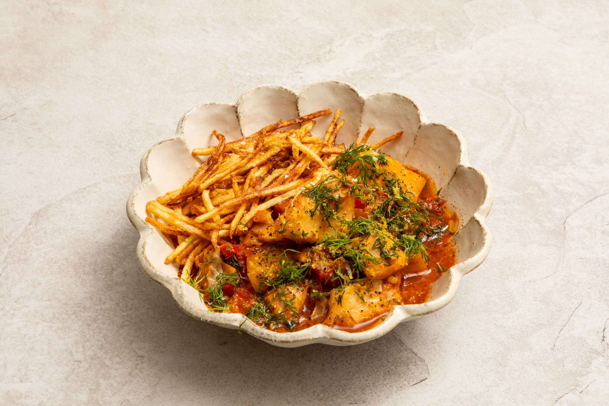 Basque fish stew with potatoes & peppers